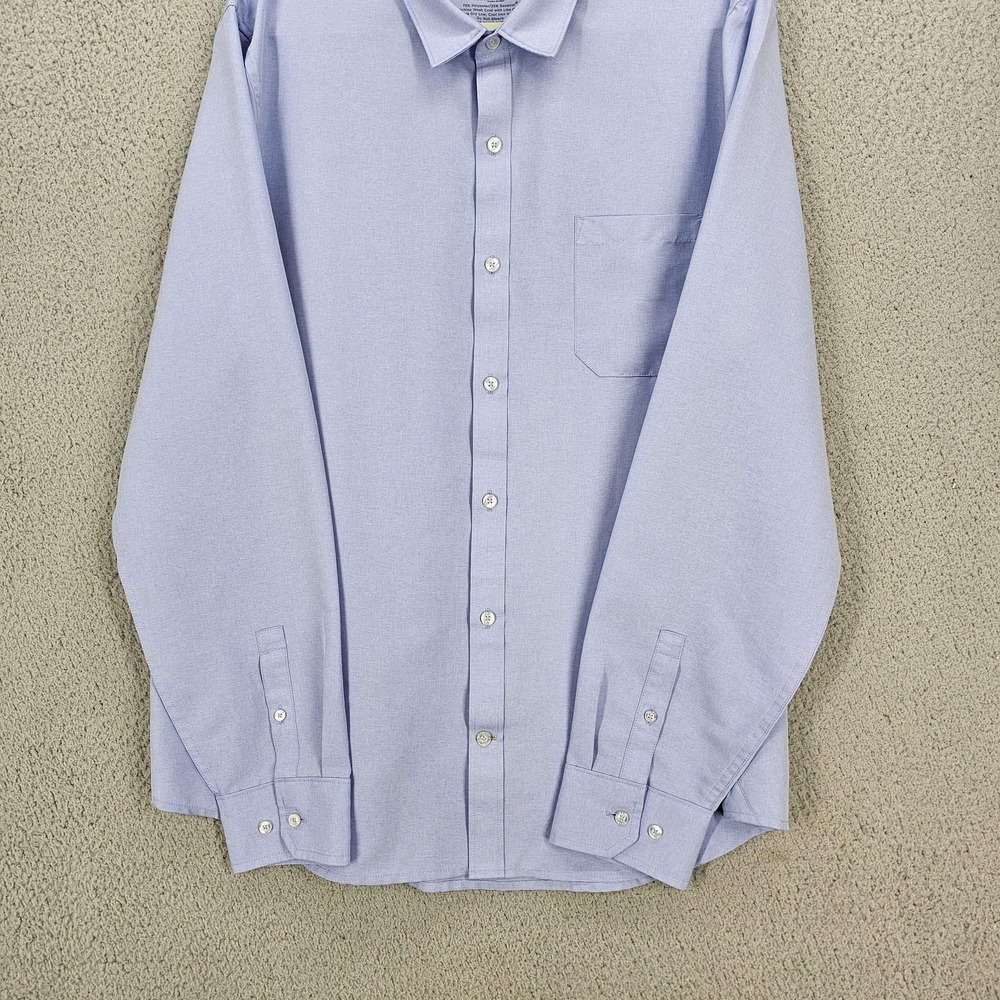 Mack Weldon Shirt Mens XL Blue SeaWool Blend Long Sleeve Woven Button Up Casual - Picture 4 of 9